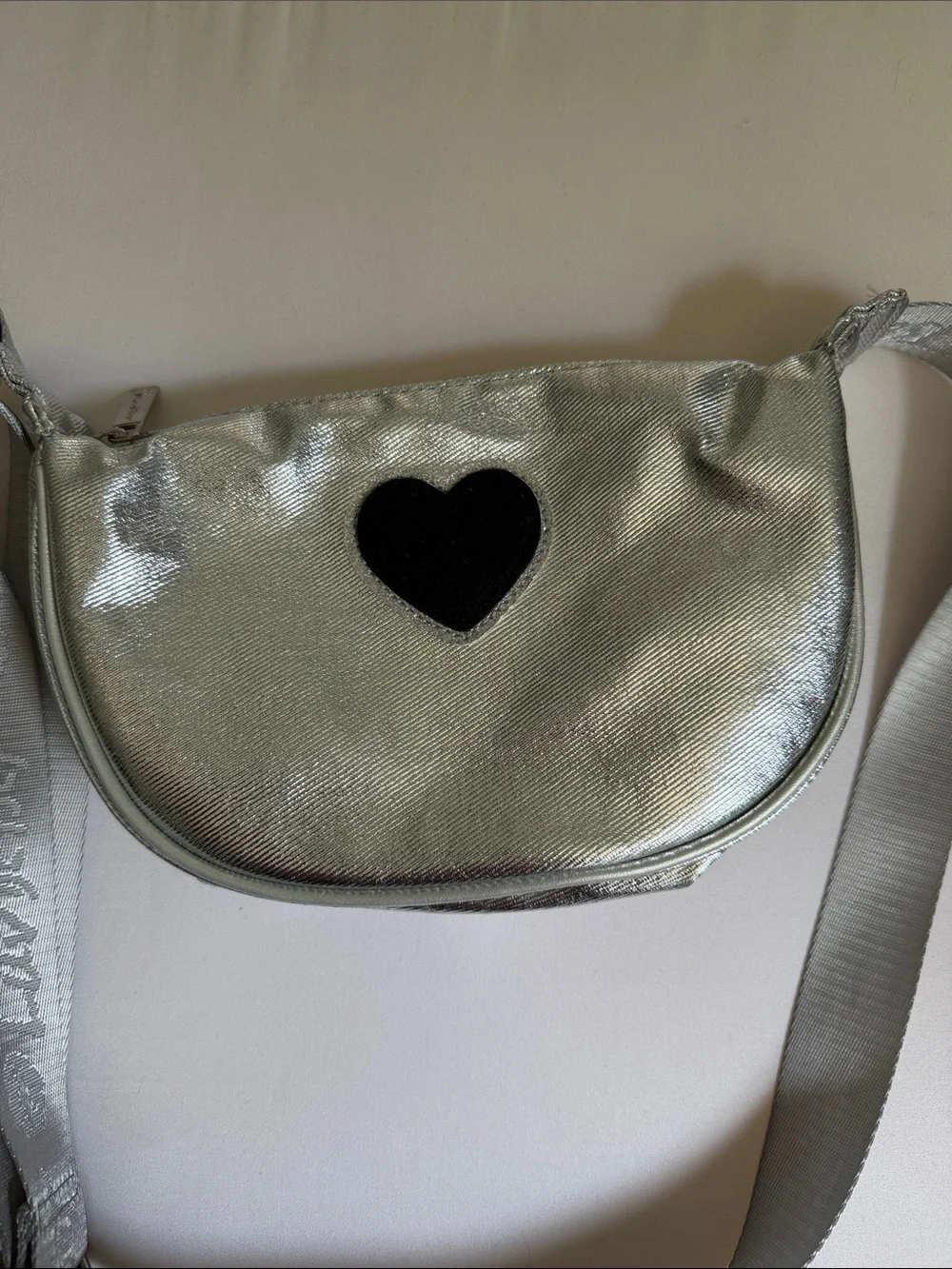 Luv Betsy metallic Silver Crossbody Bag with Adjustable Strap